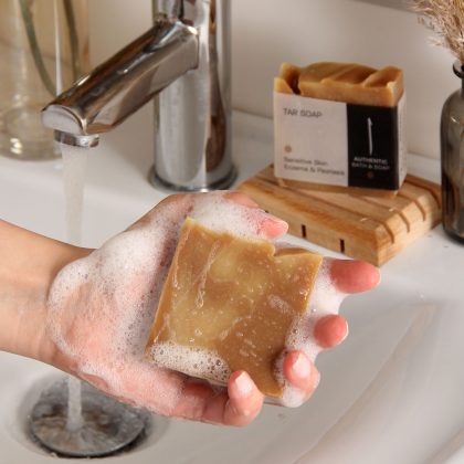 Pine Tar Soap for KP Bumps, Psoriasis, Eczema, + Bug Bites