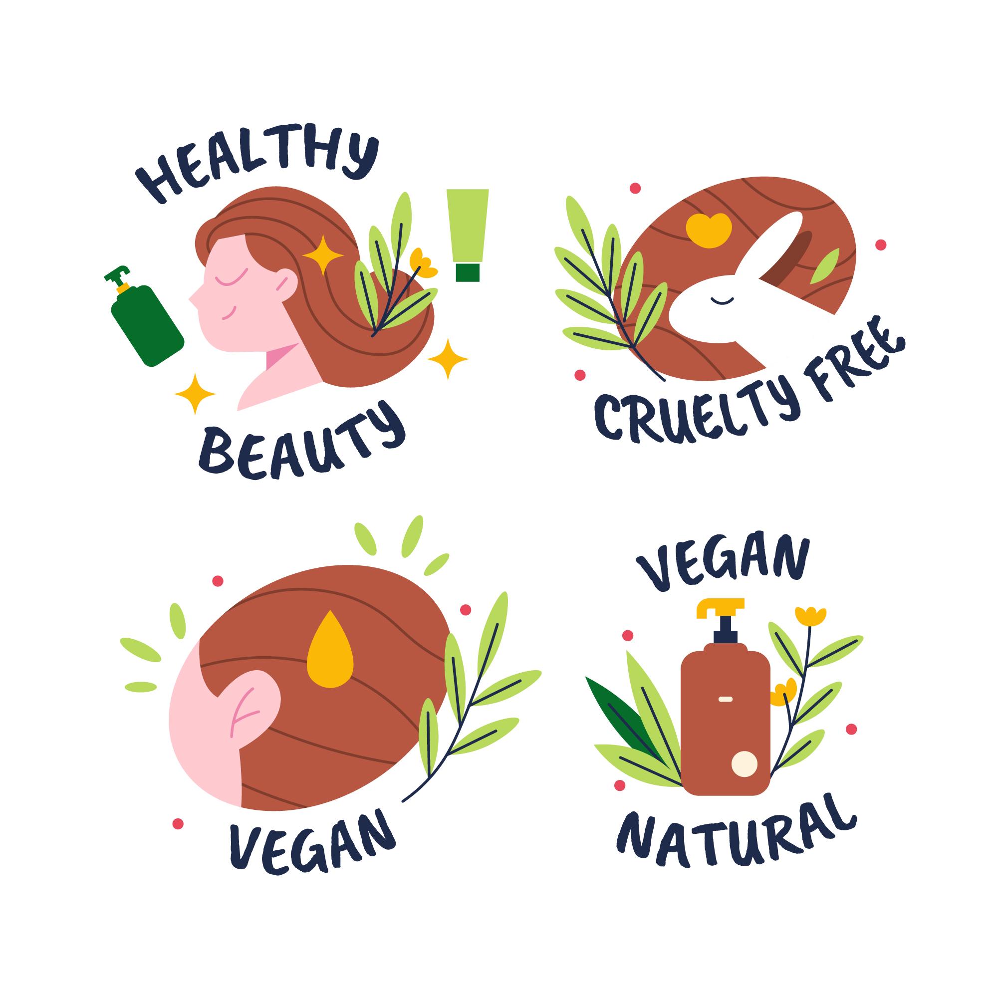 Cruelty free, vegan and Natural product logos